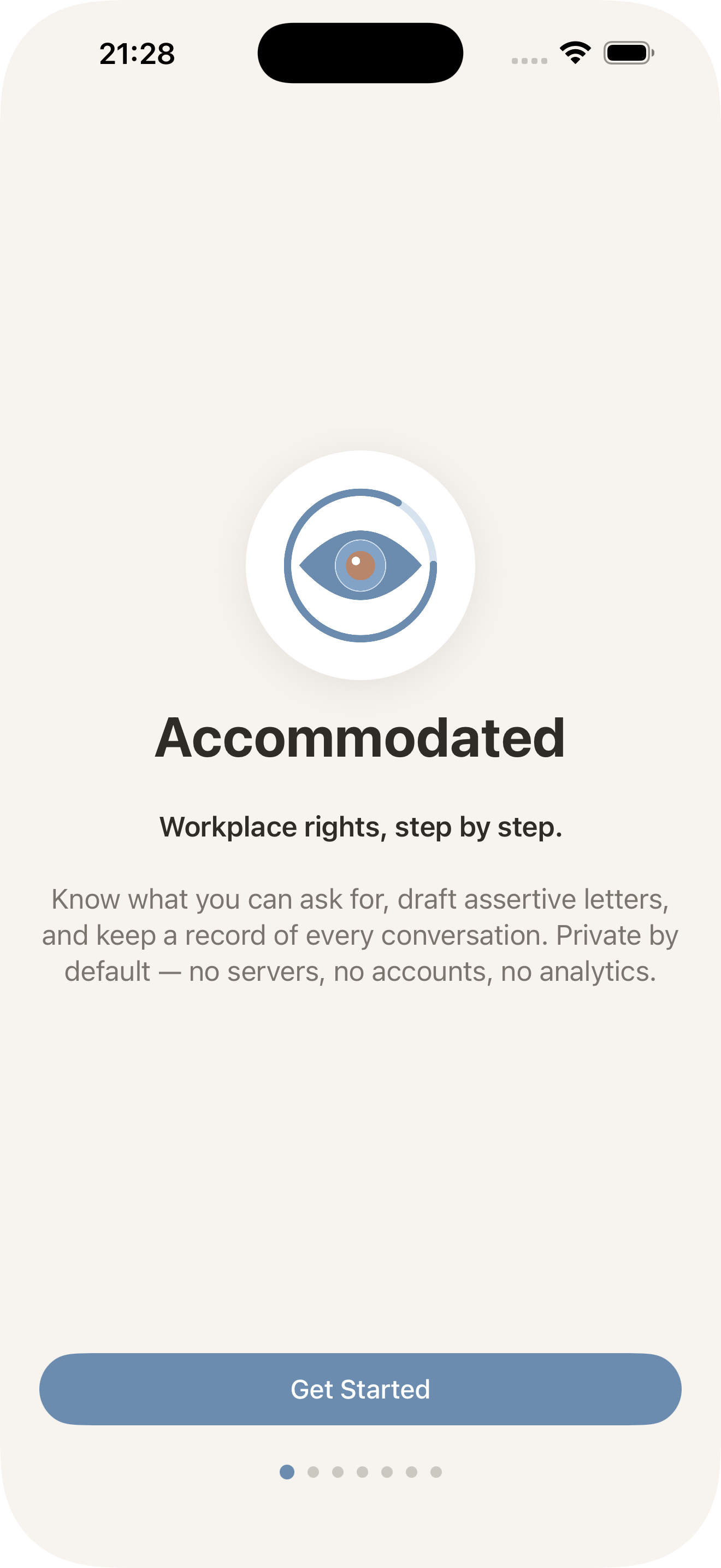 Accommodated app mockup